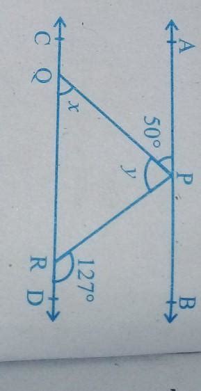 if ab parallel to CD angle apq equals to 50 degree and Angle PRD equals ...