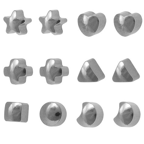 3MM Assorted Shapes Allergy-free Stainless Steel Piercing Ear Stud (12 ...