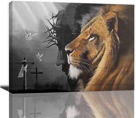 NEBOTON,Black Jesus and Lion Canvas Wall Art | Ubuy India
