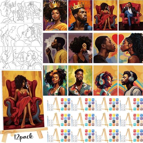 Amazon.com: Zhanmai 12 Pack Pre Drawn Canvas for Painting Sip and Paint ...