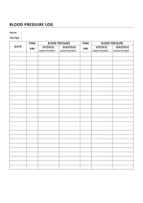 Blood Pressure Log Printable
