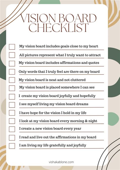 Image result for Vision Board Checklist Excel Example