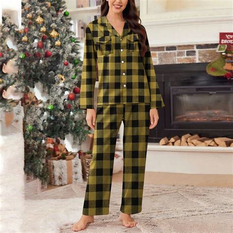 Censtreet Plaid Pajama Sets for Women Soft Christmas Lounge Set Long ...
