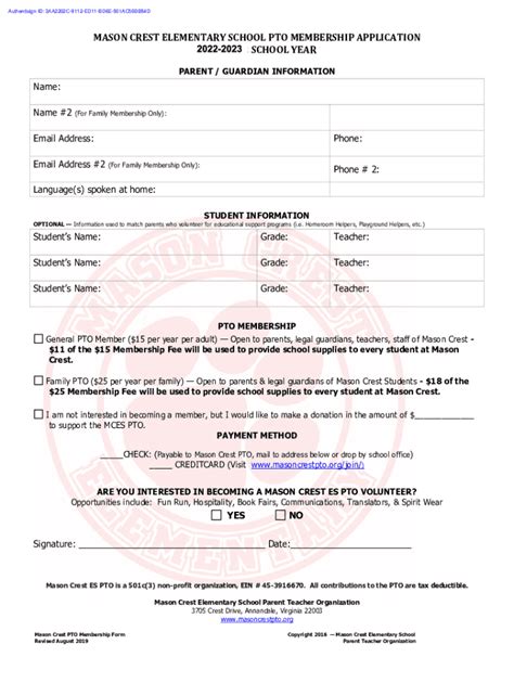 Completable En línea Blooming Grove Elementary PTO Membership Form Fax ...