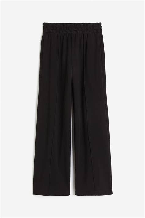 Wide cotton joggers - Black - Ladies | H&M IN