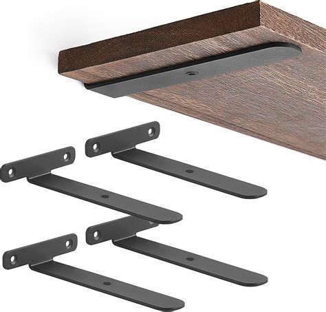 Amazon.com: Mkono 8 Pack Shelf Brackets Black Heavy Duty Metal Hidden L ...
