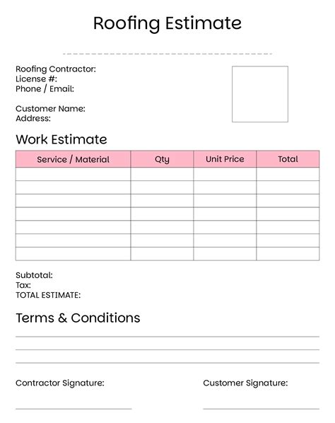 Roofing Estimate Templates - 10 Free PDF Printables | Printablee
