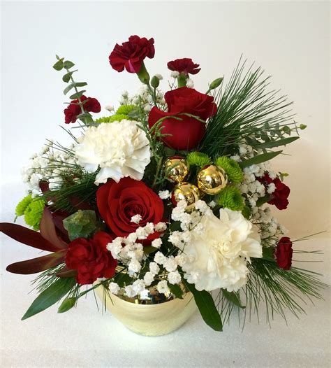 Golden Season Arrangement with Red and White Flowers