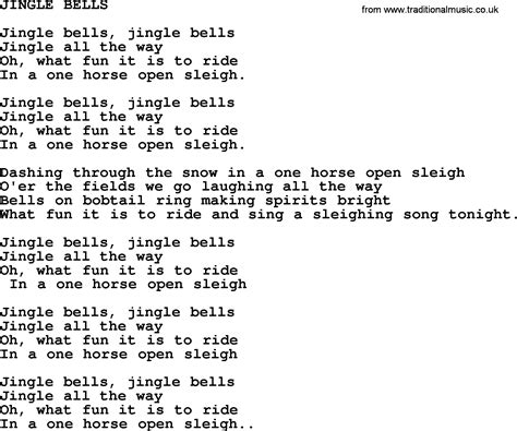 Jingle Bells Lyrics Printable Pdf - Printable Word Searches