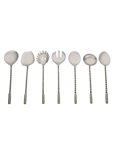 Antique Matt Finish Stainless Steel Twisted Handle Serving Spoons Set ...