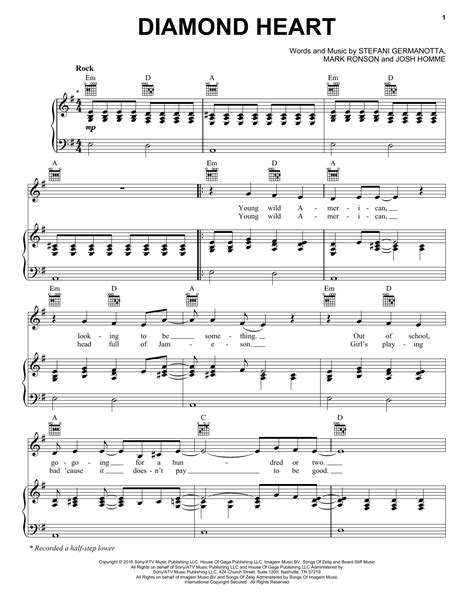 Lady Gaga "Diamond Heart" Sheet Music PDF Notes, Chords | Pop Score ...