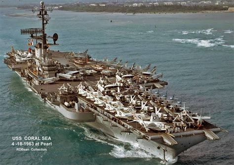 USS CORAL SEA CV 43 looking spiffy at Pearl | Navy aircraft carrier, Us ...