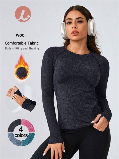 Leorrey 1pc Women's Seamless Slim-Fit Versatile Round Neck Tight ...