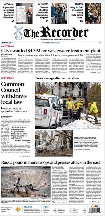 Our Wednesday front page. Help us... - Amsterdam Recorder