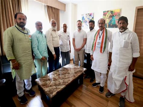 Telangana Jana Samithi party delegation meets Rahul Gandhi; extends support