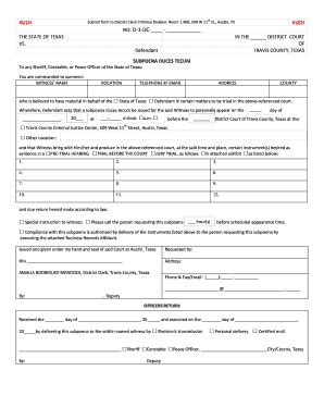 TX Subpoena Duces Tecum - Complete Legal Document Online