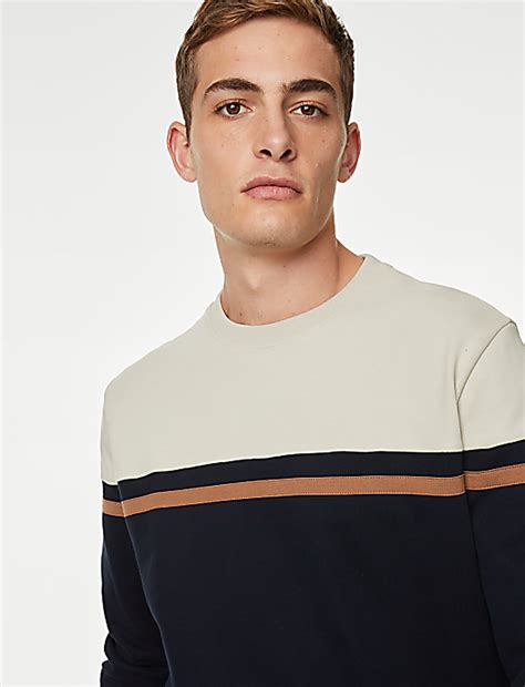 Buy Pure Cotton Colour Block Sweatshirt at Marks & Spencer