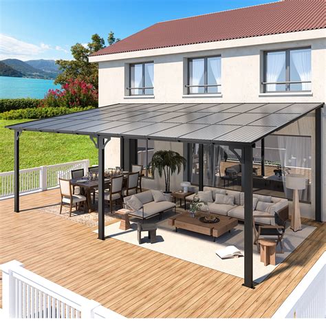 AECOJOY Wall Mounted Gazebos Pergola Outdoor Lean To Gazebo, 03/03/2024