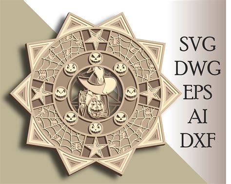 Buy Witch 3D Multilayer SVG/ Witch Zentangle Cut File/ 3D Layer ...