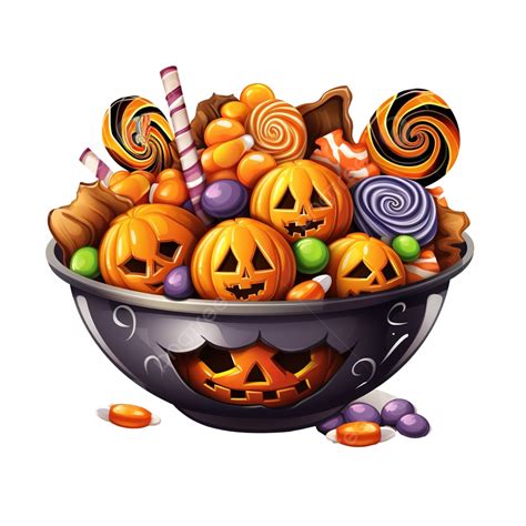 Trick Or Treat Candies Inside Witch Bowl Design, Halloween Scary Theme ...