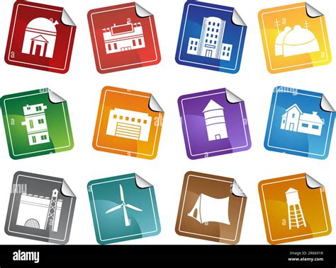 Set of 12 building structures - sticker style Stock Vector Image & Art - Alamy