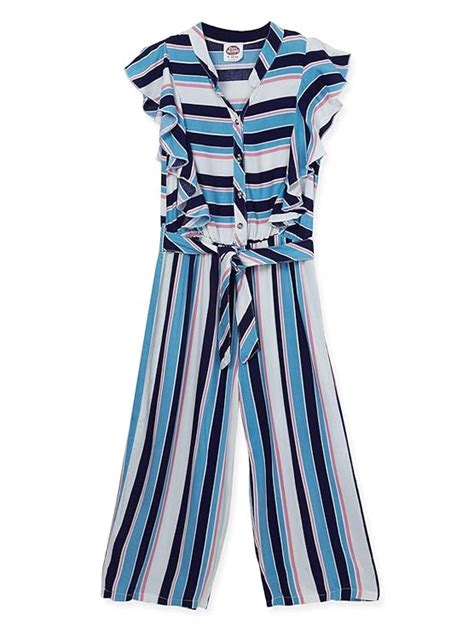 Cub McPaws Girls Jumpsuit, Blue Stripe, Rayon, 4-12 years (8-9 Years ...