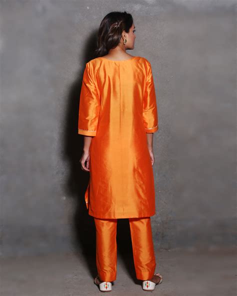 Coral Gota Straight Suit Set | Kurtawala – kurtawala.com