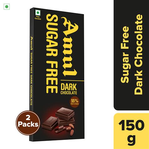 Amul Sugar Free 55% Dark Chocolate, 150 g | Pack of 2