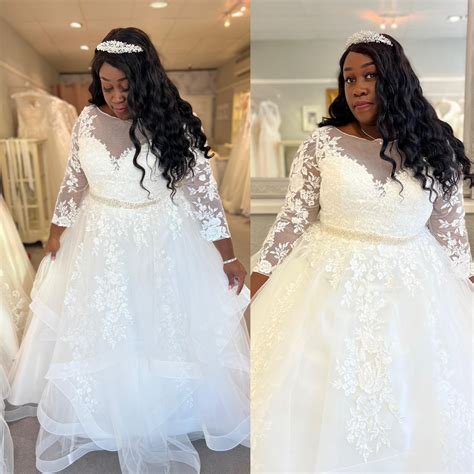 Plus size wedding dress with long sleeves