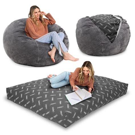 Snapklik.com : CordaRoys Plush Corduroy Queen Size Convertible Bean Bag ...