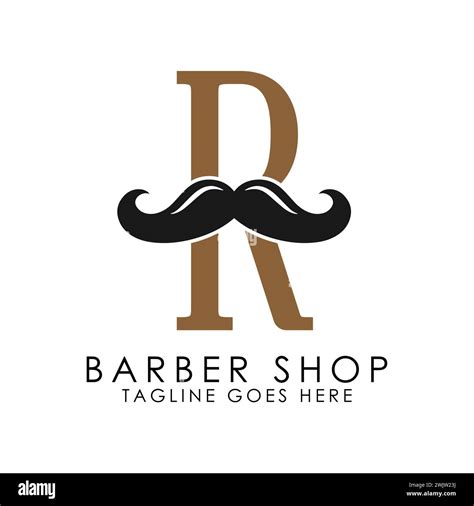 Initial Letter R Mustache Logo Design. Alphabet R Barber Shop Icon ...