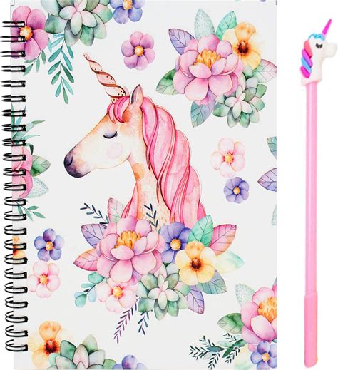 Jiada Unicorn Print Wirebound Spiral Diary Notebook A5 Size, 160 Pages ...