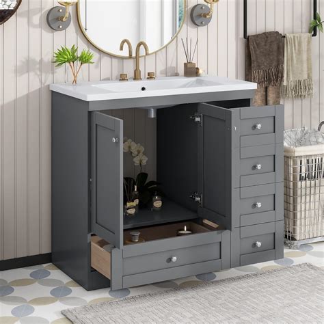 Amazon.com: Harper & Bright Designs 36" Bathroom Vanity with Sink, Free ...