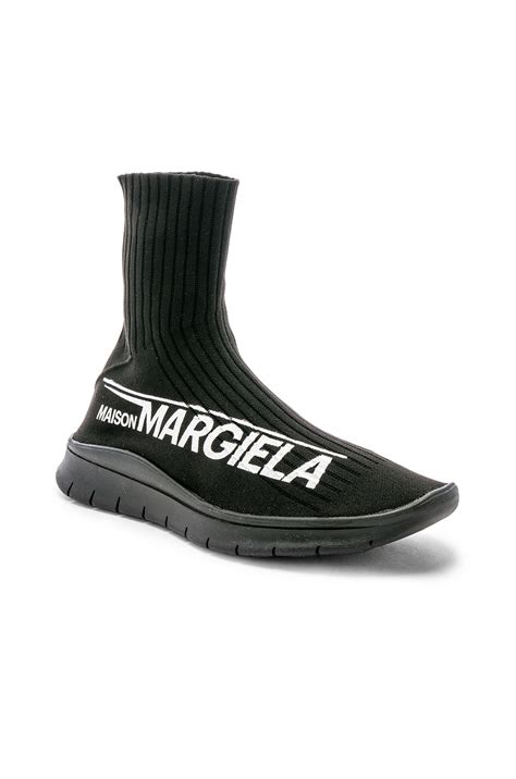 Maison Margiela High Top Sock Sneaker in Black | FWRD