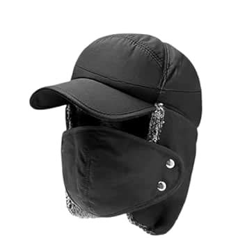 JBPV Winter Woolen Cap with Face Mask for Men & Women | Warm Faux Fur ...