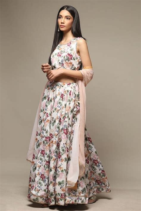 Off White Cotton Blend Lehenga Set
