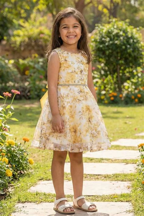 Yellow Floral Frock For Girls – Lagorii Kids