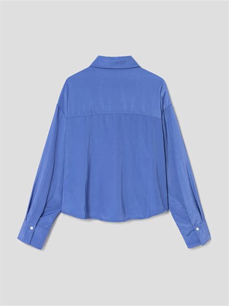 8seconds Poly Satin Shirt Blue | Collared Shirts for Women | KOODING