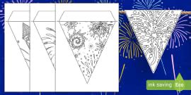 Bunting Colouring | Colouring Sheets (teacher made) - Twinkl