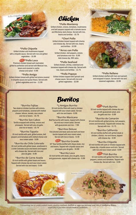 Menu for 3 Amigos Mexican Restaurant Hickory in Chesapeake, VA | Sirved