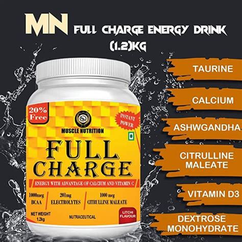 Muscle Nutrition Full Charge Energy Drink, 1000 Mcg Citrulline Maleate ...