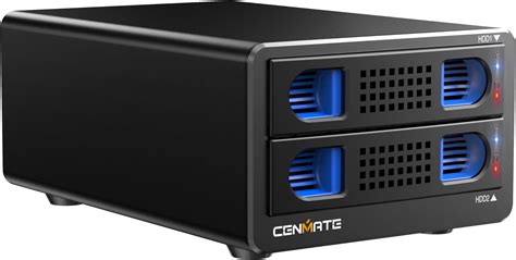CENMATE Aluminum Dual Bay 10Gbps Hard Drive Enclosure with Cooling Fan ...