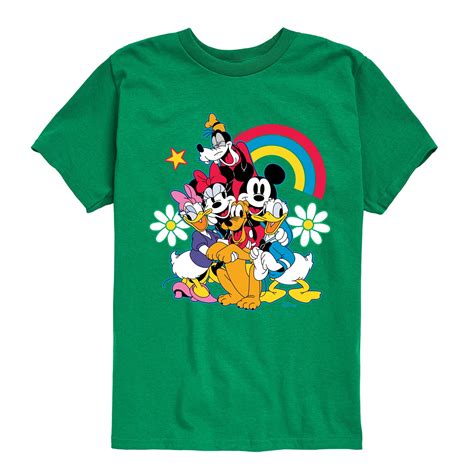 Disney - Character Group Rainbow Flower - Youth Short Sleeve Graphic T ...