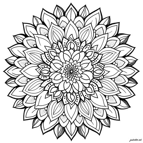 Mandala simple avec des pétales - Coloriages de Mandalas à imprimer ...
