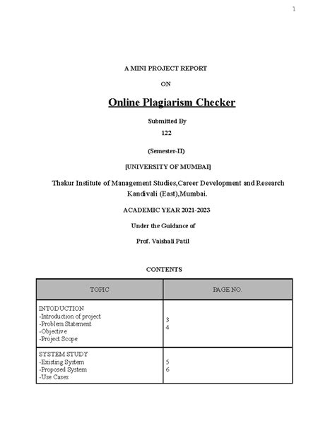 Mini Project Report on Online Plagiarism Checker (Semester-II) - Studocu