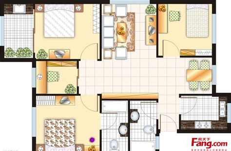 2018三居室室内设计平面图-房天下装修效果图