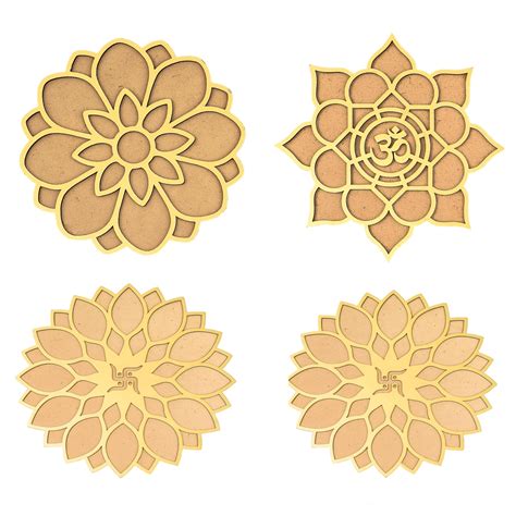 Buy TOTA Rangoli Stencils – 6x6 inch Set of 4 MDF Rangoli Colour ...