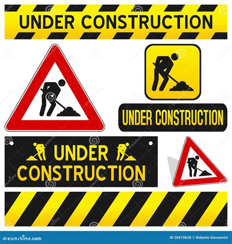 Under Construction Signs Set Stock Vector - Illustration of ...