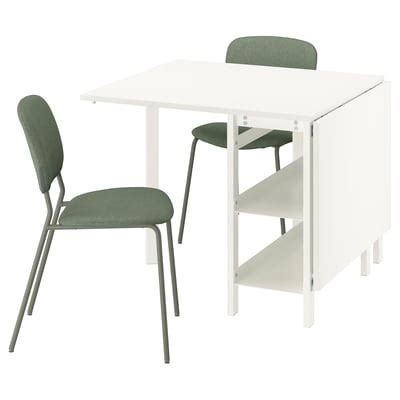 VIHALS / VIHALS table and 2 chairs, gateleg table white/green Tibbleby ...