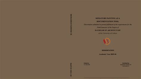 B.ARCH Dissertation: Miniature Painting as a Documentation Tool - Studocu